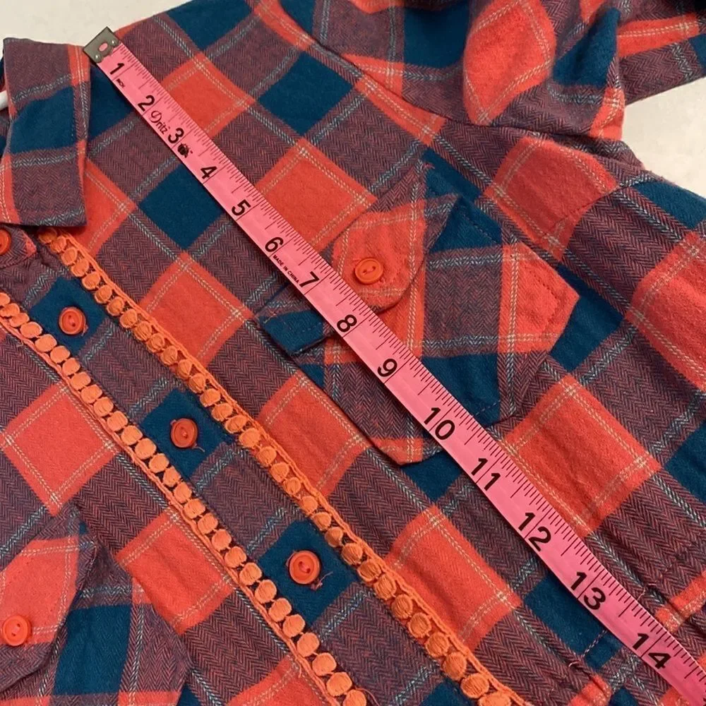 Esley Plaid Shirt Dress Small Pink Blue Long Sleeve Cotton Cinch Tie Waist